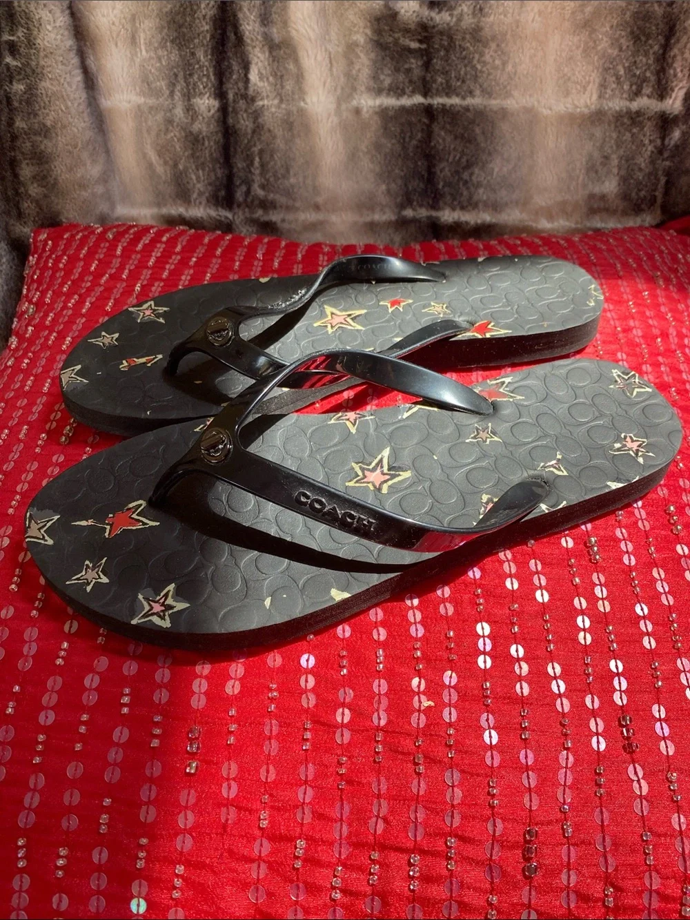 Coach Black Logo Beach Slides